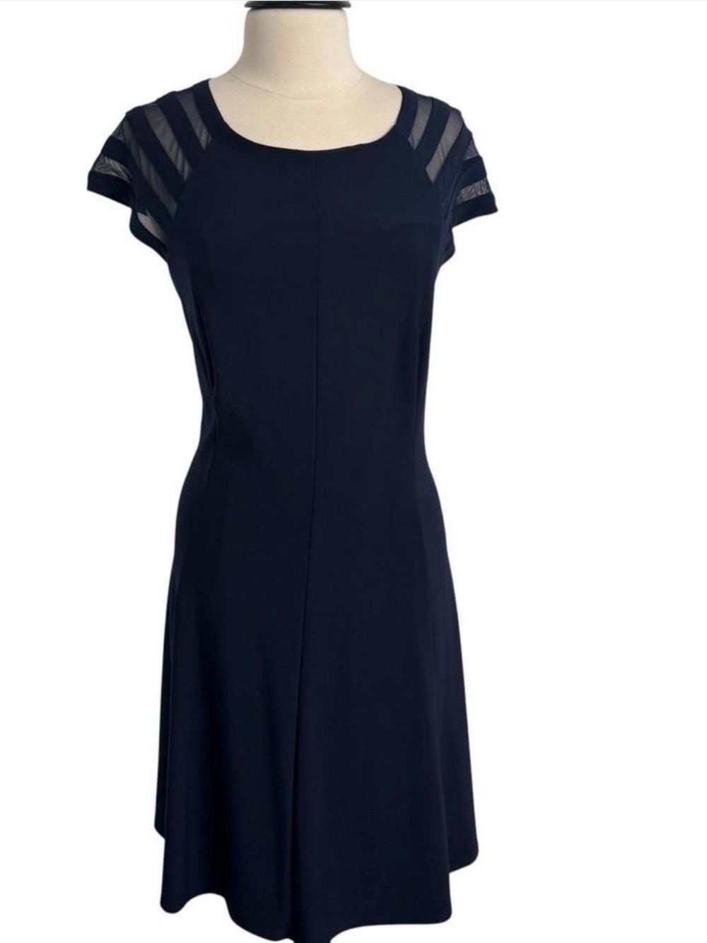 Jessica Howard Illusions striped sleeve navy dress new with tags 16W